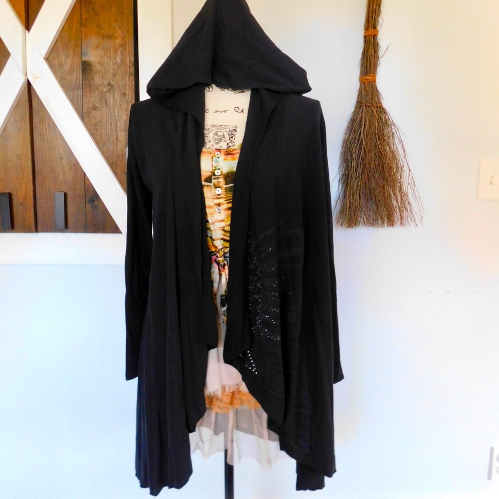 Black Hooded Cloak Sweater Paris USA Size Small